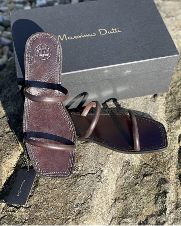 Sandále dámské Massimo Dutti tmavě hnědé